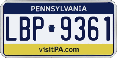 PA license plate LBP9361