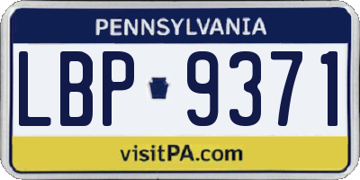 PA license plate LBP9371