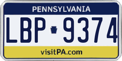 PA license plate LBP9374