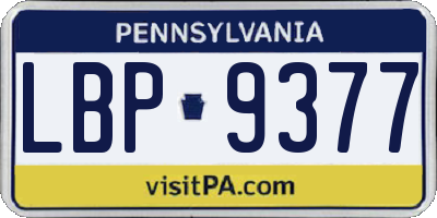PA license plate LBP9377