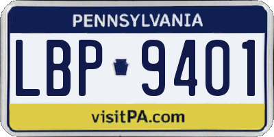 PA license plate LBP9401