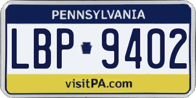 PA license plate LBP9402