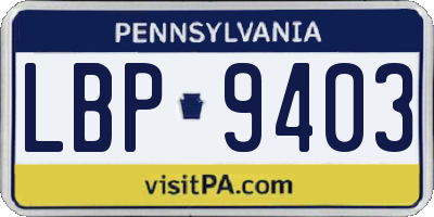 PA license plate LBP9403