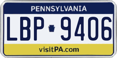 PA license plate LBP9406