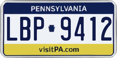 PA license plate LBP9412