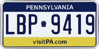 PA license plate LBP9419