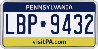 PA license plate LBP9432