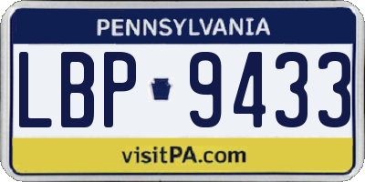 PA license plate LBP9433