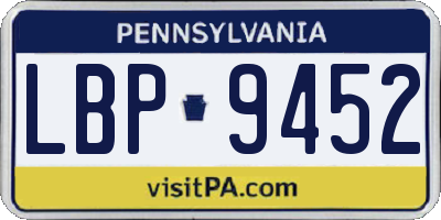 PA license plate LBP9452