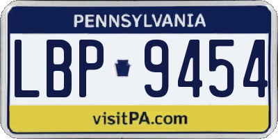PA license plate LBP9454