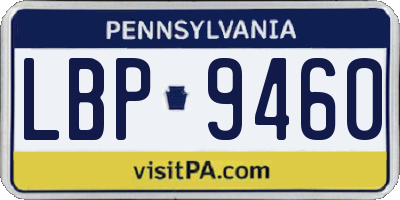 PA license plate LBP9460
