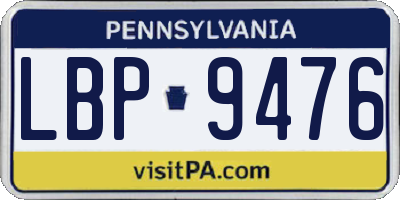 PA license plate LBP9476
