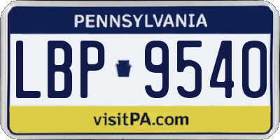 PA license plate LBP9540