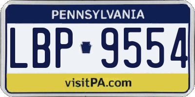 PA license plate LBP9554