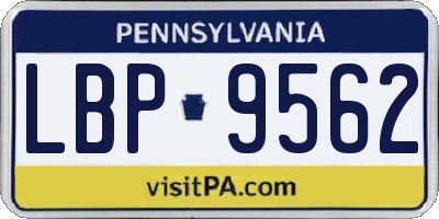 PA license plate LBP9562