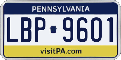 PA license plate LBP9601