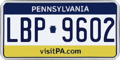 PA license plate LBP9602