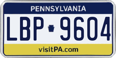 PA license plate LBP9604