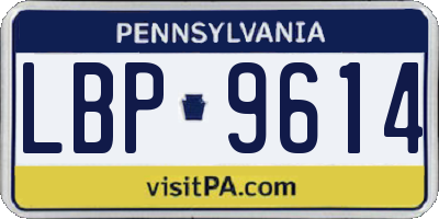 PA license plate LBP9614