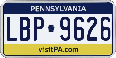 PA license plate LBP9626