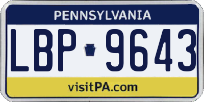 PA license plate LBP9643