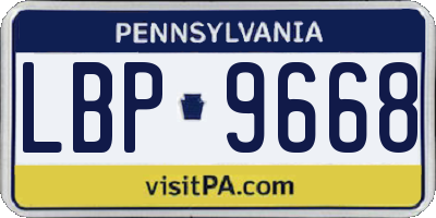 PA license plate LBP9668