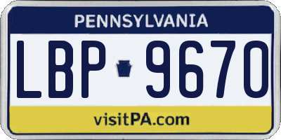 PA license plate LBP9670