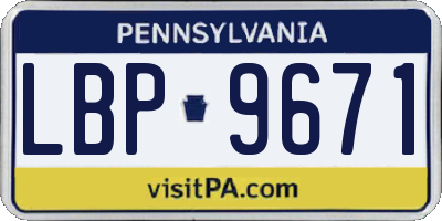PA license plate LBP9671