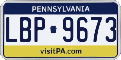 PA license plate LBP9673