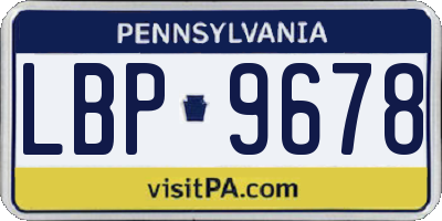 PA license plate LBP9678