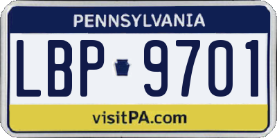 PA license plate LBP9701