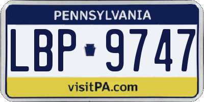 PA license plate LBP9747