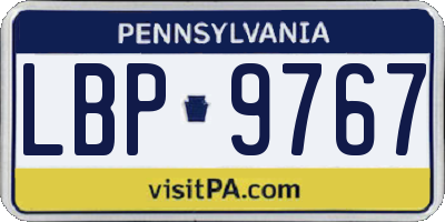 PA license plate LBP9767