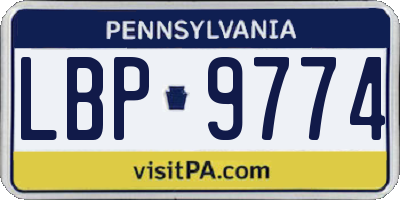 PA license plate LBP9774