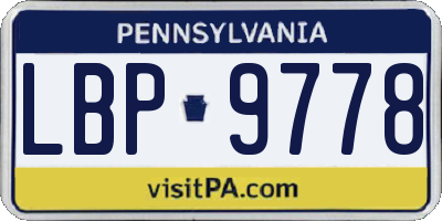 PA license plate LBP9778