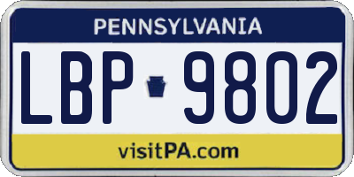 PA license plate LBP9802