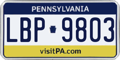 PA license plate LBP9803