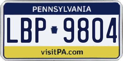 PA license plate LBP9804