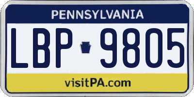 PA license plate LBP9805