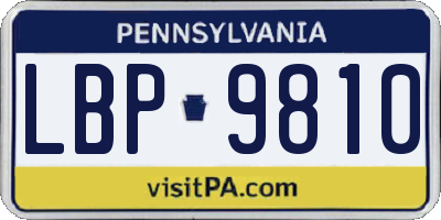 PA license plate LBP9810
