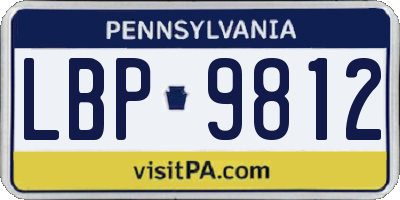 PA license plate LBP9812