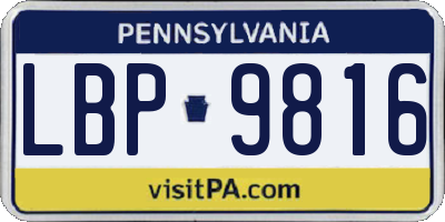 PA license plate LBP9816