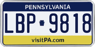 PA license plate LBP9818