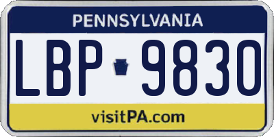 PA license plate LBP9830