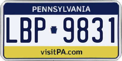 PA license plate LBP9831