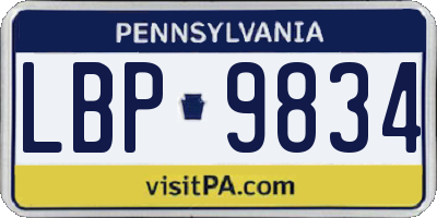 PA license plate LBP9834