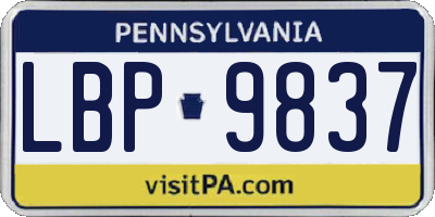 PA license plate LBP9837