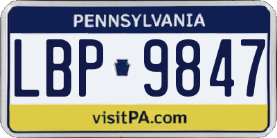 PA license plate LBP9847