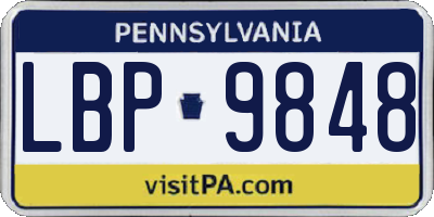 PA license plate LBP9848
