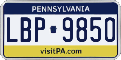 PA license plate LBP9850